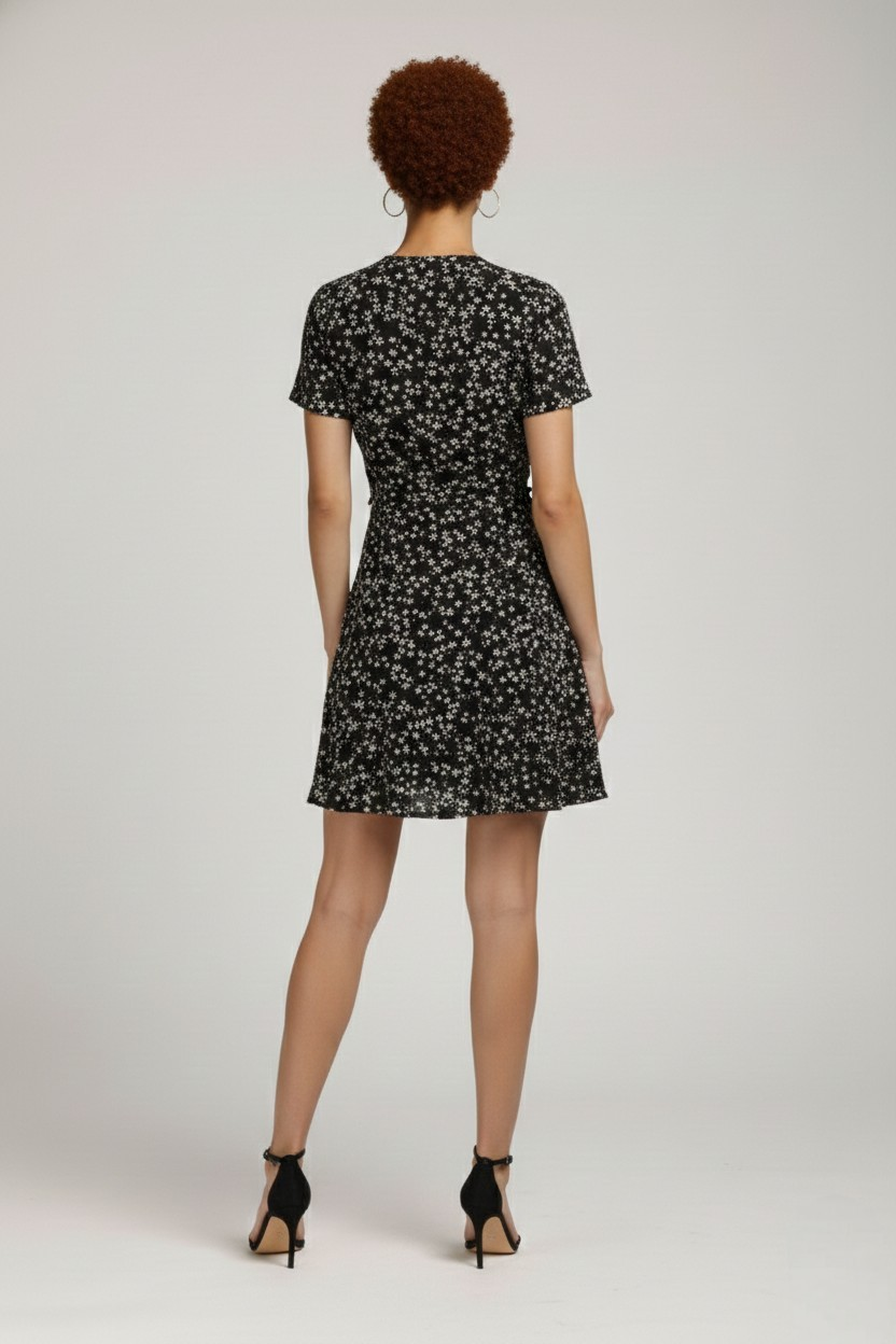 DRAVOX Floral Wrap Mini Dress for Women