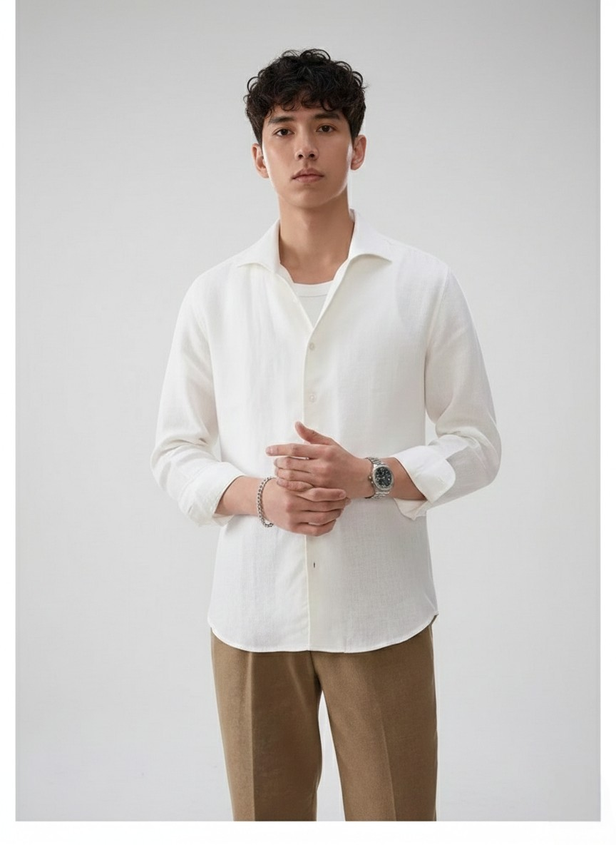 DRAVOX Men’s Flax Linen Casual Shirt